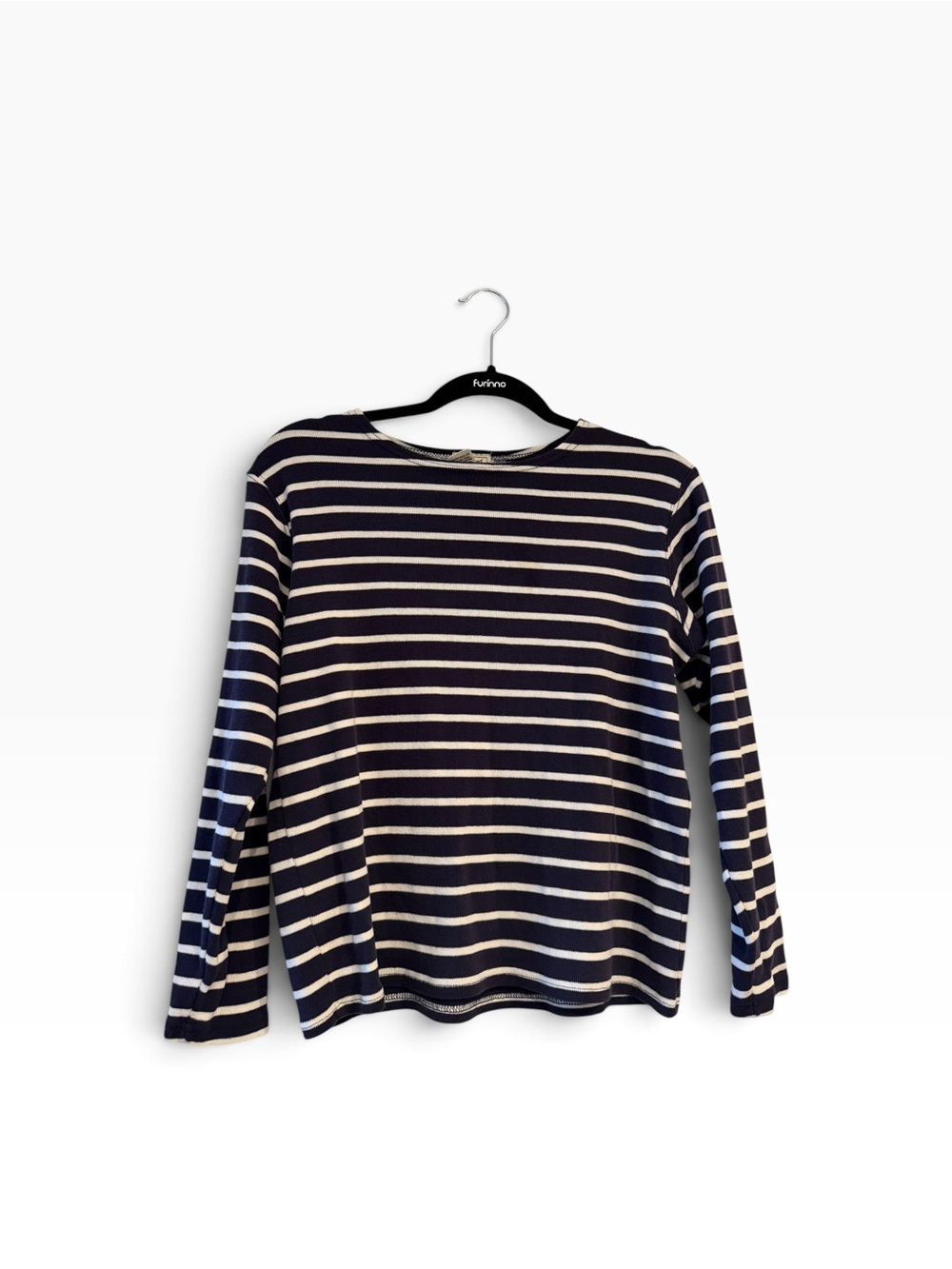 Vintage LL bean Striped Long-Sleeve Boatneck Top - Navy & White